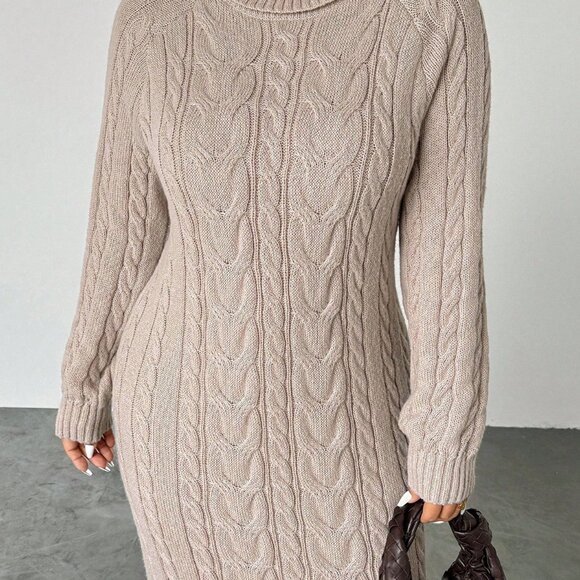 Apricot Casual Women's Crew Neck Midi Sweater Dress - Picture 6 of 7